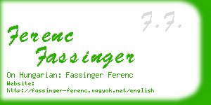 ferenc fassinger business card